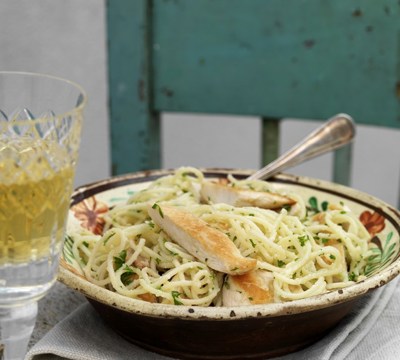 Chicken, Lemon, Parmesan and Parsley Spaghetti