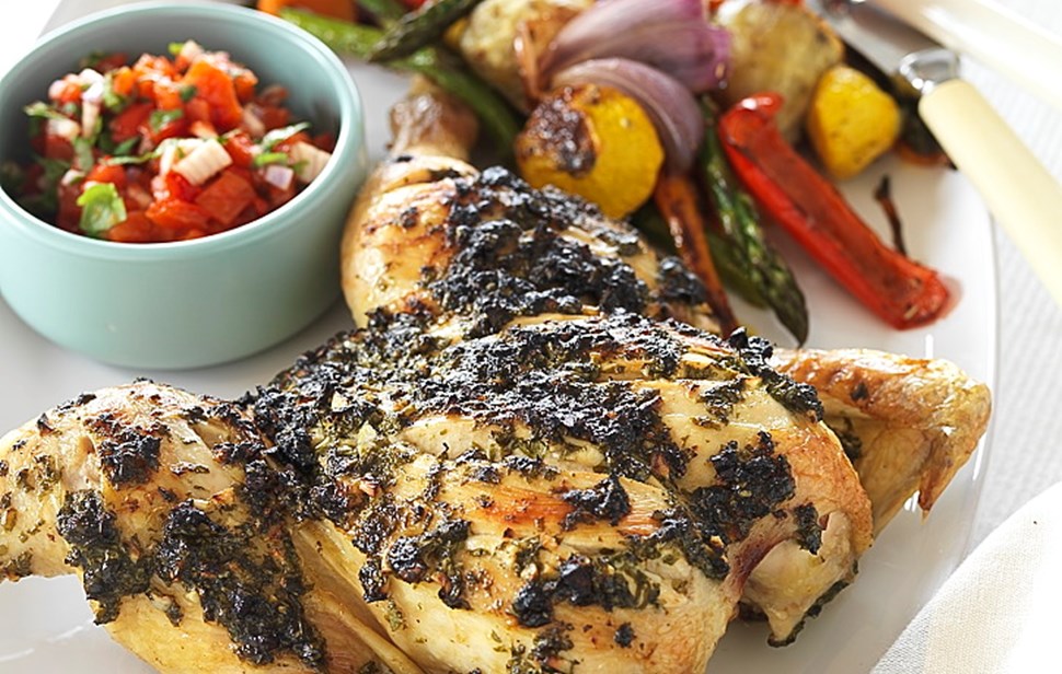 Butterflied Roast Chicken With Basil Coriander Crust Butterflied Roast Chicken With Basil Coriander Crust