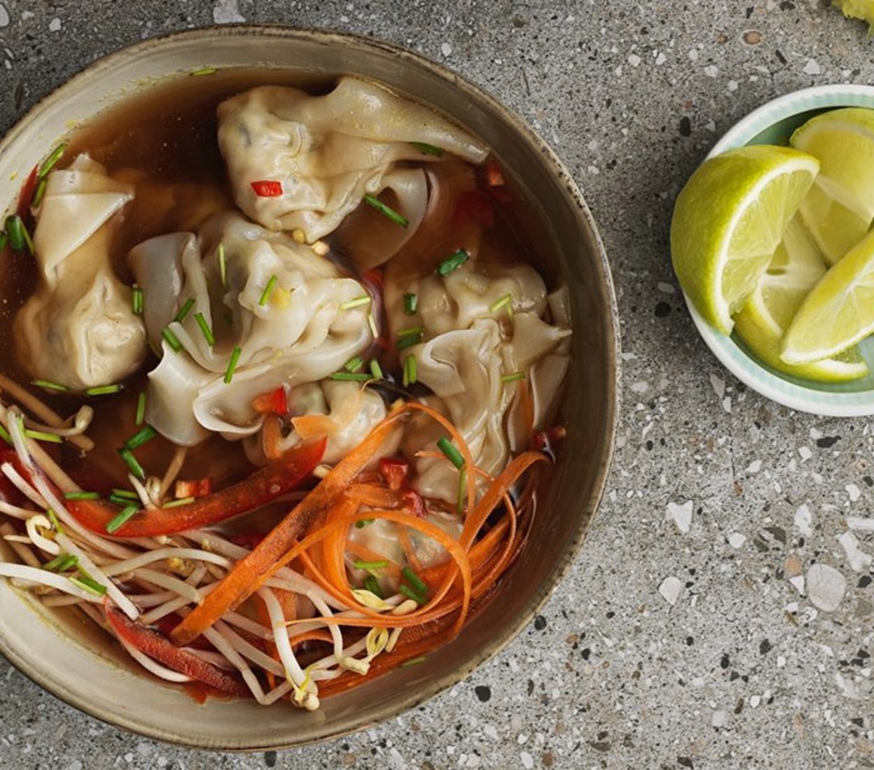 Hot Zingy Wonton Soup