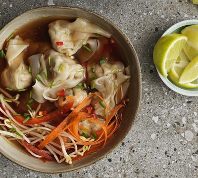 Hot Zingy Wonton Soup