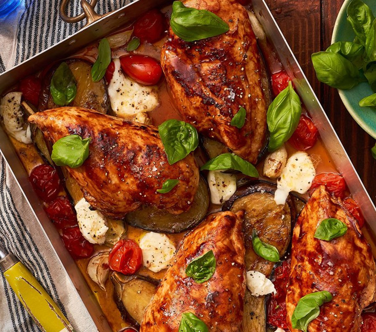 Balsamic Chicken with Eggplant, Tomato & Mozzarella