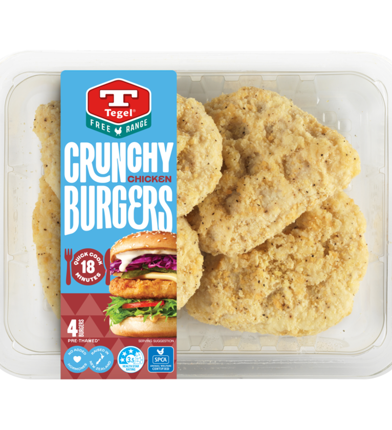 Tegel Fresh Free Range Quick Cook Crunchy Burger 4Pc
