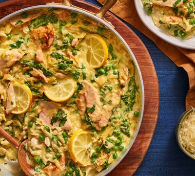 Creamy Baked Lemon & Chicken Orzo