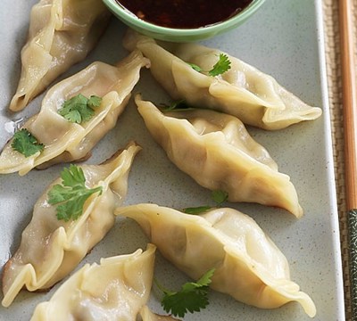 Steamed Chicken & Mushroom Dumplings with Dipping Sauce