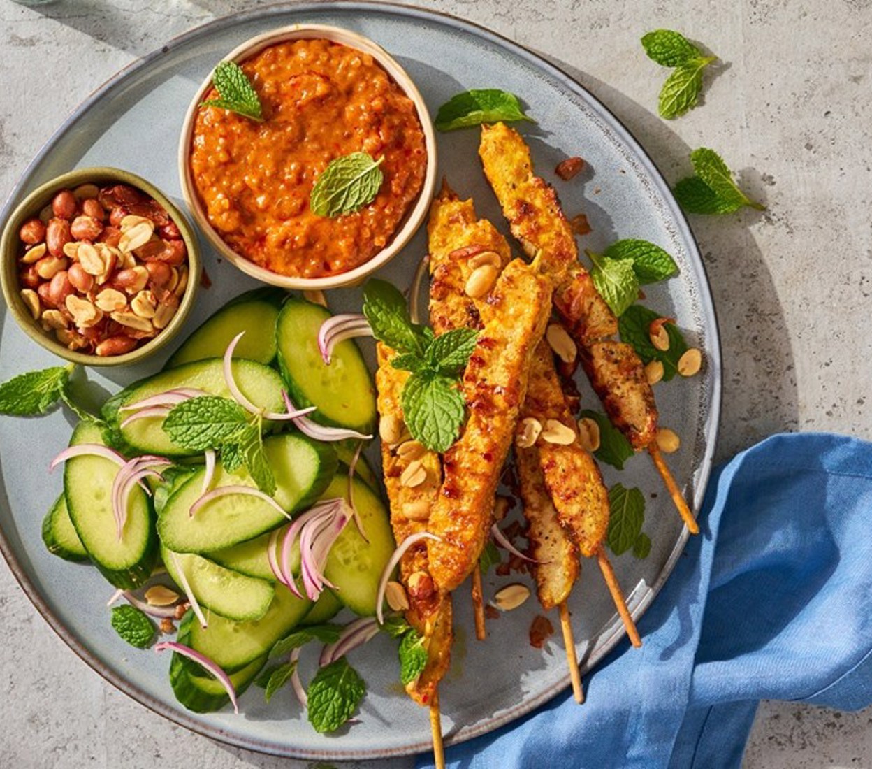 Chicken Satay Skewers with Peanut Dipping Sauce