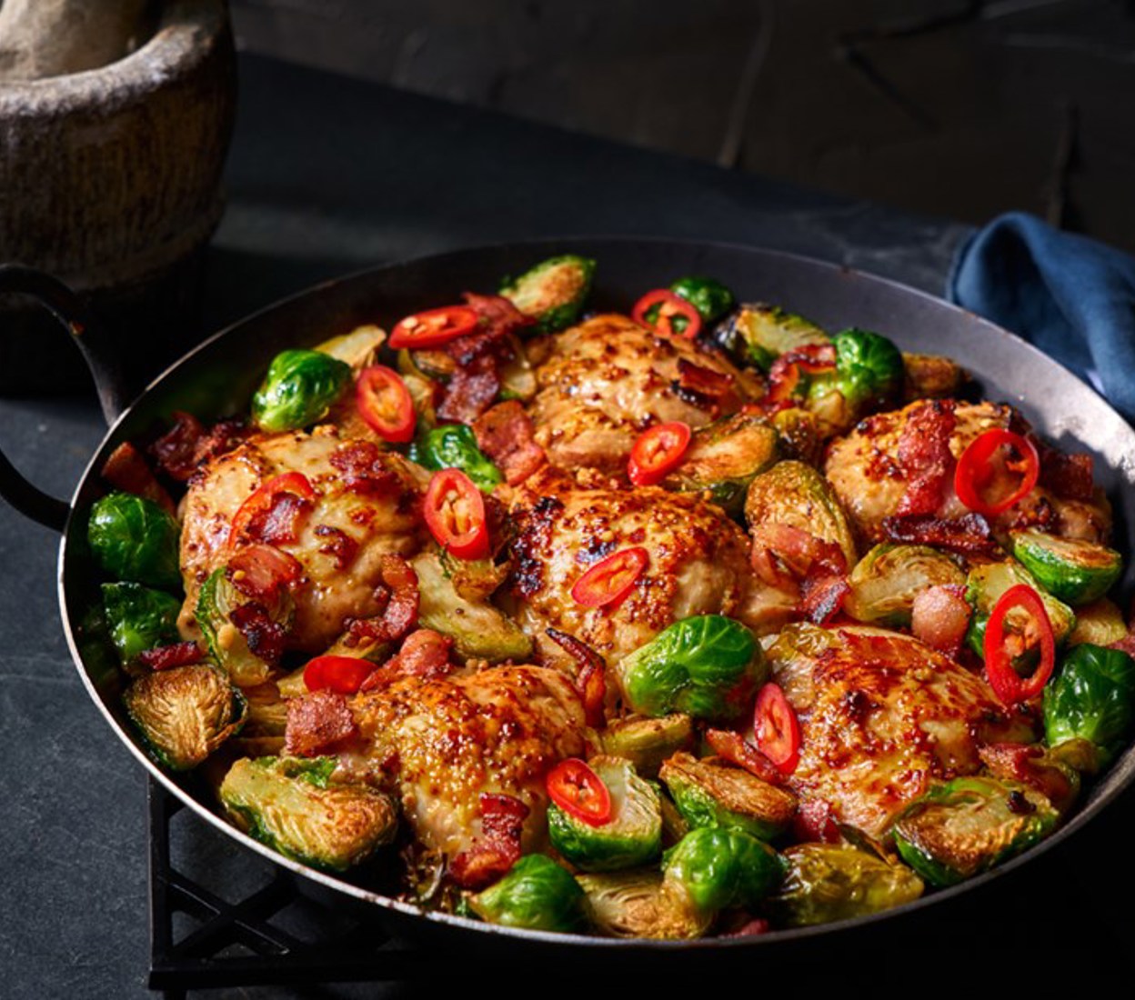 One-Pan Chicken, Bacon & Brussels Sprouts 