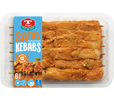 Tegel Fresh Free Range Satay Kebab 6Pc
